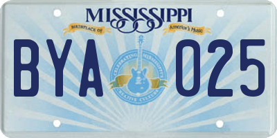 MS license plate BYA025