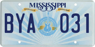 MS license plate BYA031