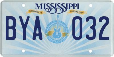 MS license plate BYA032