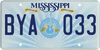 MS license plate BYA033