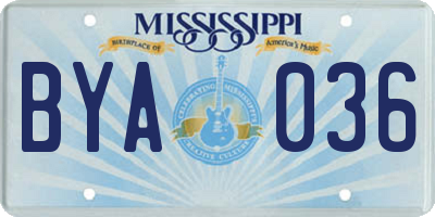 MS license plate BYA036