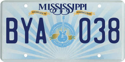 MS license plate BYA038