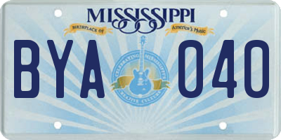 MS license plate BYA040