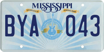 MS license plate BYA043