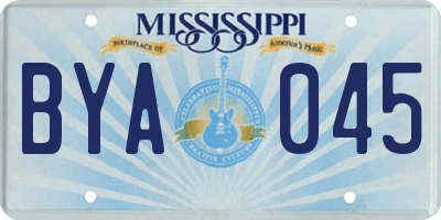 MS license plate BYA045