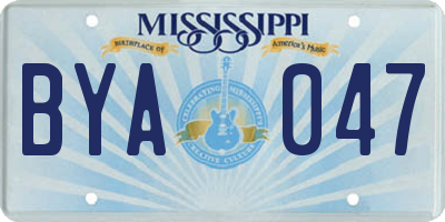 MS license plate BYA047