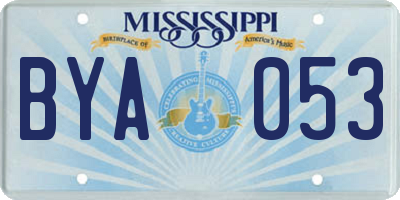 MS license plate BYA053
