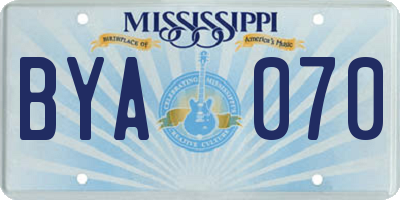 MS license plate BYA070