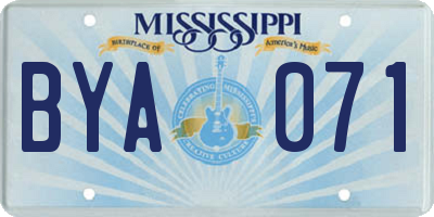 MS license plate BYA071