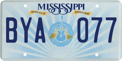 MS license plate BYA077