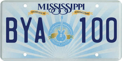 MS license plate BYA100