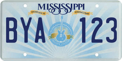 MS license plate BYA123