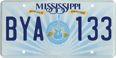 MS license plate BYA133
