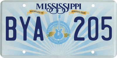 MS license plate BYA205
