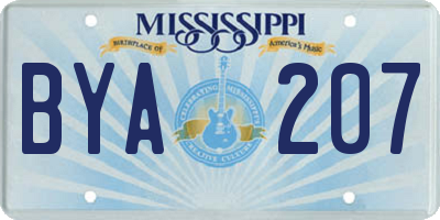 MS license plate BYA207