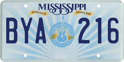MS license plate BYA216