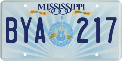 MS license plate BYA217