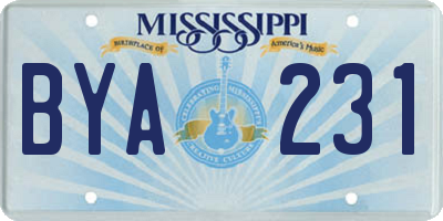MS license plate BYA231
