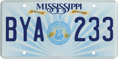 MS license plate BYA233