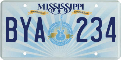 MS license plate BYA234