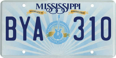MS license plate BYA310