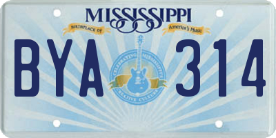 MS license plate BYA314
