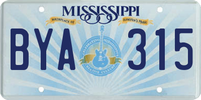MS license plate BYA315