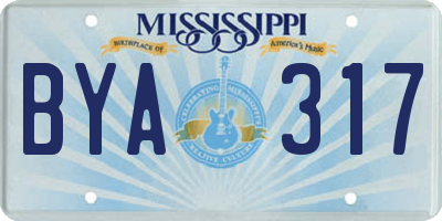 MS license plate BYA317