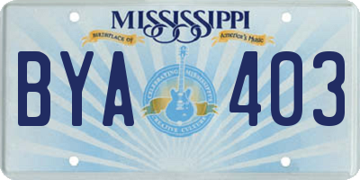 MS license plate BYA403