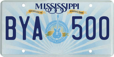 MS license plate BYA500