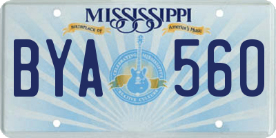 MS license plate BYA560