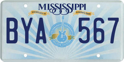 MS license plate BYA567
