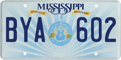 MS license plate BYA602