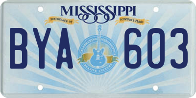 MS license plate BYA603