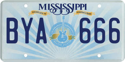MS license plate BYA666
