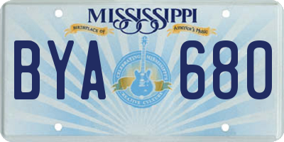 MS license plate BYA680