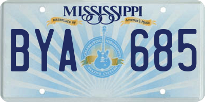 MS license plate BYA685