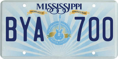 MS license plate BYA700