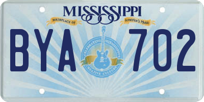 MS license plate BYA702