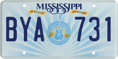 MS license plate BYA731