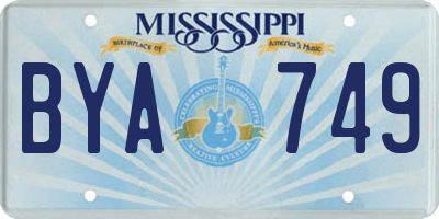 MS license plate BYA749