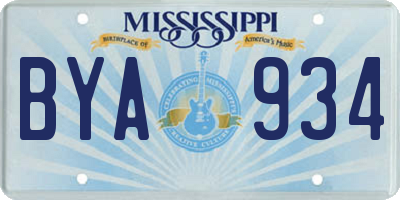 MS license plate BYA934