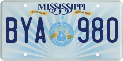 MS license plate BYA980