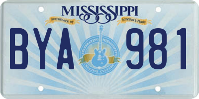 MS license plate BYA981