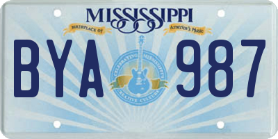 MS license plate BYA987
