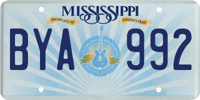 MS license plate BYA992