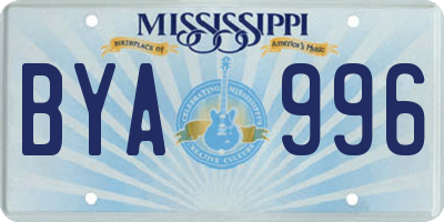 MS license plate BYA996