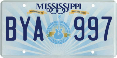 MS license plate BYA997
