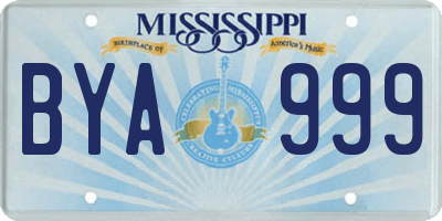 MS license plate BYA999
