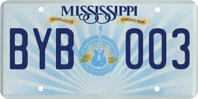 MS license plate BYB003